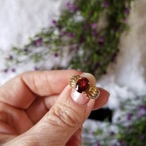 10k solid gold Mozambique garnet ring